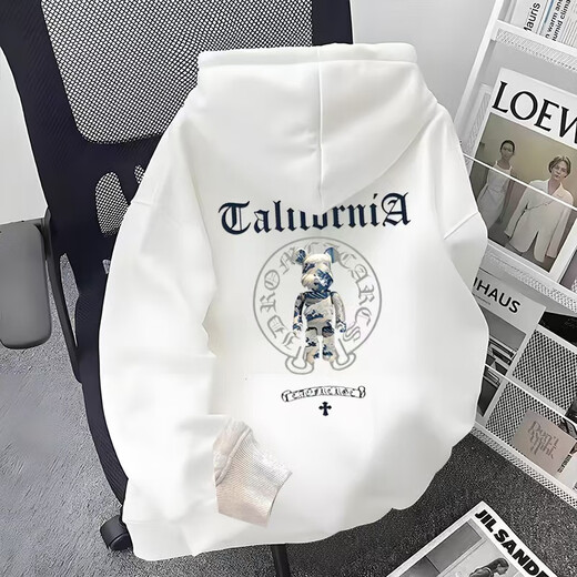 Kuraishi Kazuki autumn and winter trendy brand design interesting loose sweatshirt men's hooded velvet thickened couple's jacket gray M 90-120Jin Jin equals 0.5 kg