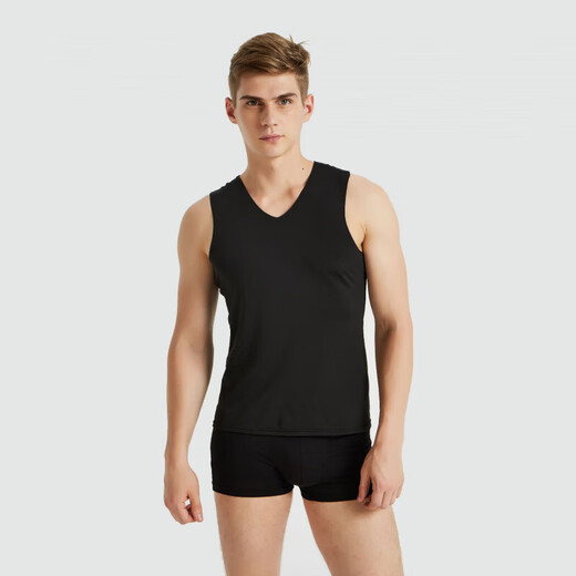 Men's Seamless V-neck V-neck Warm Vest Slim Fit Elastic Broad Shoulder Vest Autumn and Winter YSH German Velvet Vest 1 Men-Light Gray-V-Neck-Seamless L