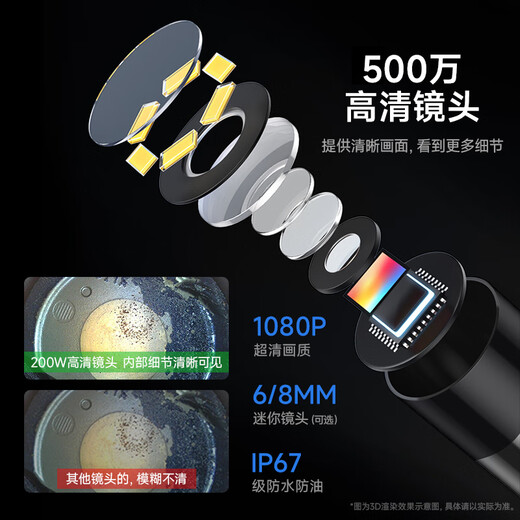 Dr. Jiang Endoscope Industrial Grade HD 360 Degree Camera Car Maintenance Equipment NK011 Apple Android Universal 8mm Lens + Can Save Photo Album