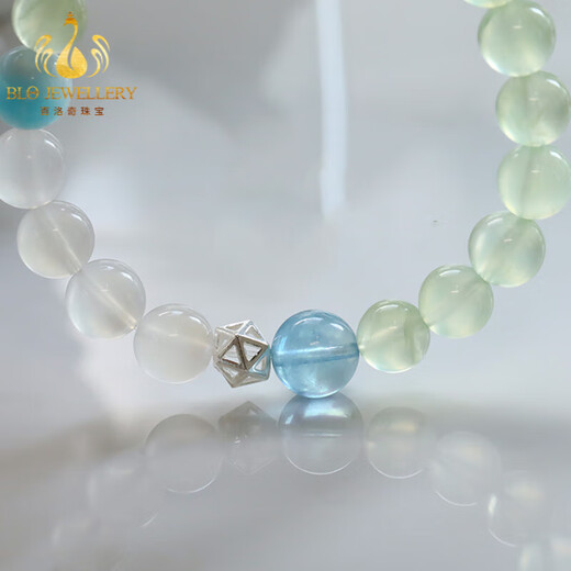 Bailuoqi Ice Translucent Green Prehnite Moonstone Aquamarine Emerald Fresh Bracelet Women's Beads 6mm