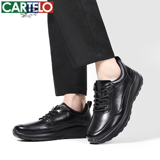 CARTELO men's leather shoes autumn leather lace men's shoes soft sole business sports casual shoes 5309 black 42