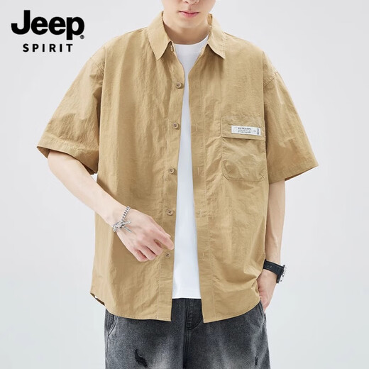 Jeep Spirit Ice Silk Short à manches à manches Men Summer 2025 Nouvelle marque tendance Handsome Niche Design Shirt haut de gamme Men 1105 M BLANC M