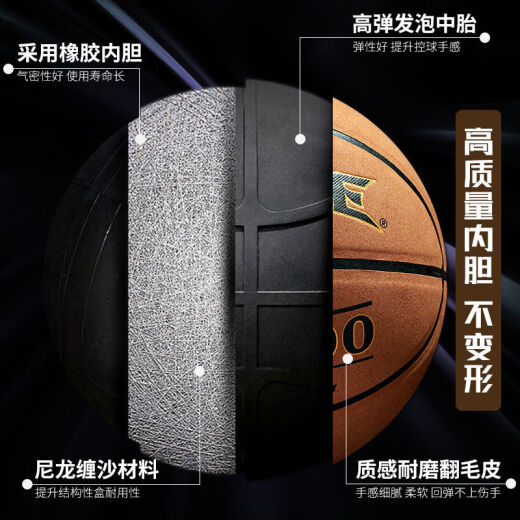 Hongke baloncesto de cuero suave resistente al desgaste No. 7 Adulto No. 6 Jóvenes No. 5 Bola azul de cuero de cuero de cuero infantil 867a [No. 7 bola] Dé un conjunto completo de accesorios otros