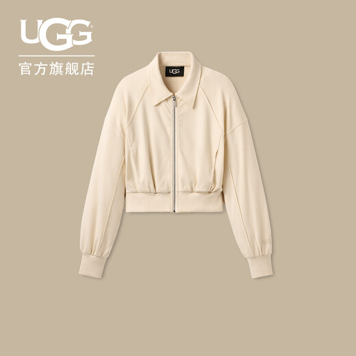 UGG秋季新款女士舒适时尚纯色翻领全拉链休闲夹克外套 1171485 CRM | 乳白色 XS