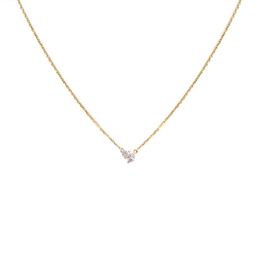 Chili 18K gold diamond pendant necklace women's high-end color gold clavicle chain 520 gift for girlfriend Necklace ready stock 40+3cm