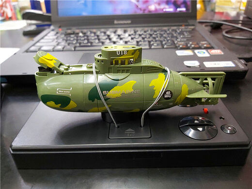 无牙迷你六通彷真遥控核潜艇防水赛艇儿童电动船水上玩具船鱼缸潜水艇 绿色遥控气垫船580 标配