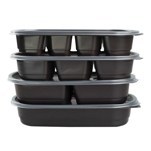 Nueva caja de almuerzo desechable Rectangular Japanese Box Box Caja de comida rápida Caja de comida de sushi Partition de plástico SZ1047 Grid doble con tapa 550ml 500 sets