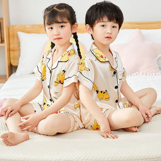 雷姆汀夏天短袖儿童睡衣冰丝薄款夏季男童小女孩宝宝卡通家居服套装 679#男童 170 14码建议身高125-135cm