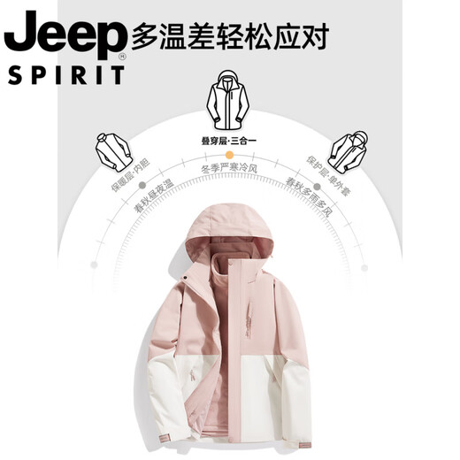Jeep (JEEP) jacket for women in winter outdoor three-in-one removable windproof mountaineering suit plus velvet thickened jacket for men, same style for men and women - green fruit green [three-in-one / removable S