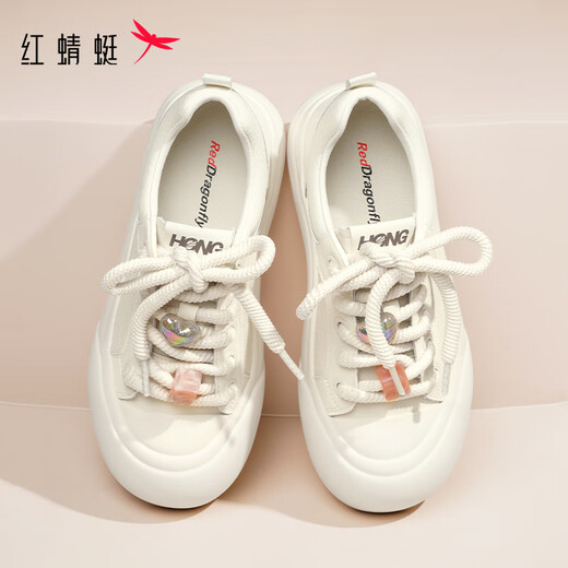 Red Dragonfly Puff Bread Shoes 2025 Spring versatile white shoes ugly and cute thick-soled shoes for women WTB15280 meter white 37