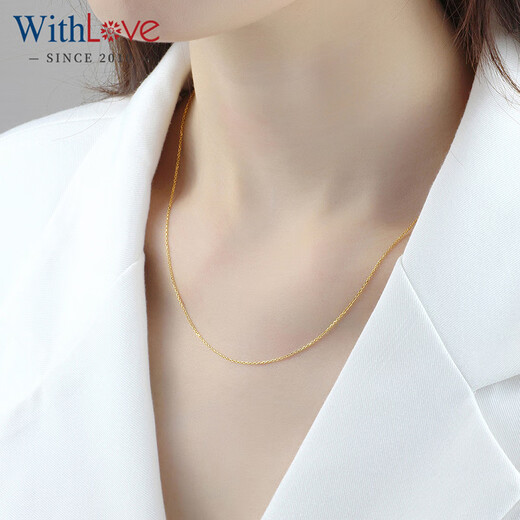 WithLove Japanese craftsmanship 18K rose gold adjustable O-shaped chain cross chain plain gold chain versatile basic fashion clavicle chain thick style Pt950 platinum/3.40g
