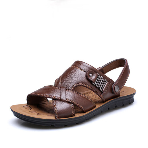 Dadong (Dusto) 2025 Sommer Neue Männer Sandalen Herren trendige Lederstrandschuhe Große Palettenschicht Cowide Freizeit -Männer Sandalen 12129 Schwarz 37