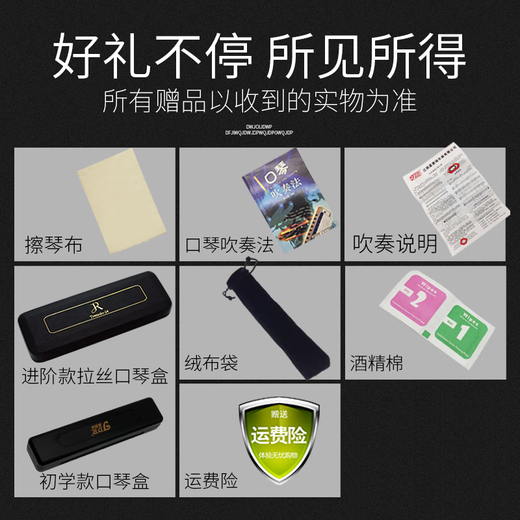 嘉德瑞复音口琴嘉德瑞24孔C调初学者自学可刻字演奏级乐器 马卡龙白【不留指纹+送自学礼包