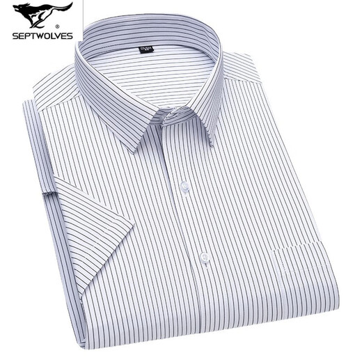 Sept Wolfs 2025 Summer Men's No-solution Short Shirt Shirt Business Business Professional Clothes Comfort Comfort Coton High-Und Cotton Shirt DX6629 42