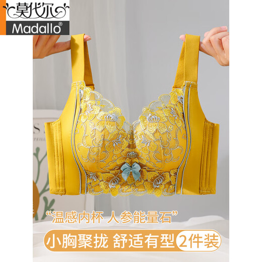 Modal-Schönheitssalon Unterwäsche für Frauen in Sommer-Kleinbrüsten, die große Brustanpassung zeigen, BH Anti-Sagen-Anti-Extended Bra Champagner (1 Set) 85B 38 mittelschwere Dicke