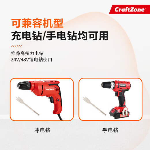 CraftZone three-point woodworking flat drill drawer door lock reamed hexagonal handle three-point woodworking flat drill bit set three-point woodworking flat drill bit set