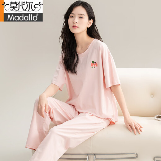 莫代尔睡衣女夏季新款夏天纯棉短袖长裤半袖春秋高级感家居服套装可外穿 CM65031【女】 Z9721 M 【建议80-100斤穿】