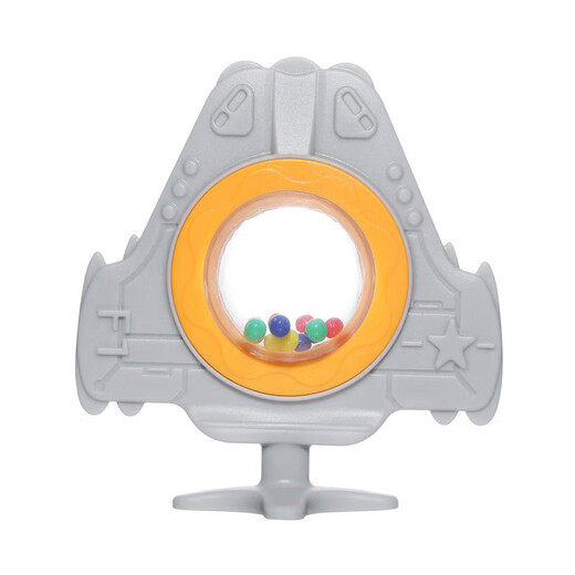 Baby bite molar stick, infant silicone teether, molar teeth fixator, rattle teether, aircraft ring teether, airplane - rattle blue + PP chain anti-fall chain + box