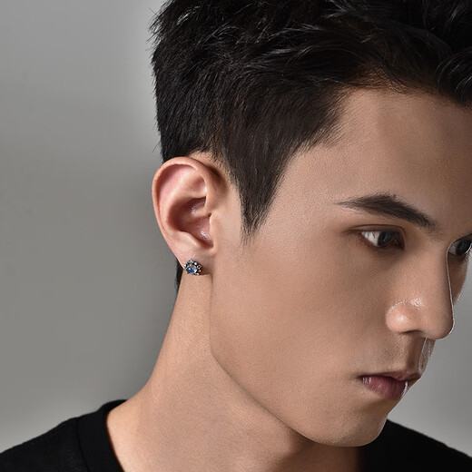 DL 1998 Fat Donglai same style moonstone earrings silver blue polar star men's trendy women's unisex couple's ears one pair