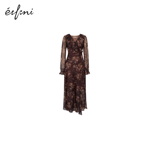 Evely Slim Slanted Seidenstil V-Ausschnitt Rüde vordere Schlitz Design Vielseitiges Kleid 2025 Herbst im Herbststil Herbstfarbstoff vorverkauf [9. September] Release M 100-110jin [Jin entspricht 0,5 kg]