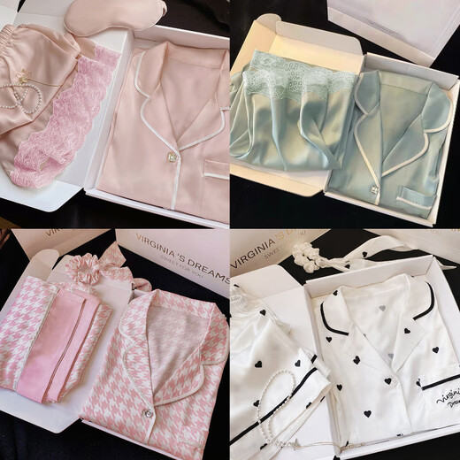Antarktische grenzüberschreitende Pyjamas Kurzärärmelte Revers-Strickjacken sexy Spitze Einfache Home-Kleidung Set LW9214# M 170 [Vorgeschlagen 80-100jin [Jin ist 0,5 kg]]