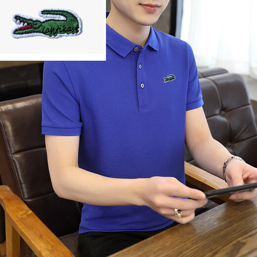 鳄鱼新款polo衫男夏季宽松翻领高端潮体恤休闲商务中青年上装 A6636大红 XL 125-140斤