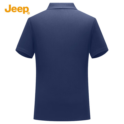 吉普（JEEP）桑蚕丝凉感T恤男商务休闲宽松Polo领短袖男打底衫1694 蓝色 3XL 