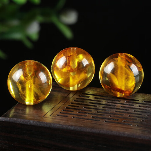 Chuxu Natural Flower Amber Beads Single Amber Beeswax Bracelet Men's Star and Moon Bodhi Beads Accessories Wenwan Buddha Beads Spacer Beads 6mm/piece (small hole)