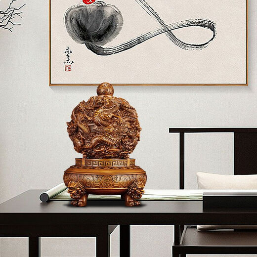[6190 Menschen sammeln] Die neun Turn-Qiankun-Ding-Ornamente laufen, wenn sie Wohlstand anziehen. Das Büro des Wohnzimmereingangs -Chefs ist mit großer Größe (Rosandalwood Color) [Drehzahl] ca. 48 High ausgestattet