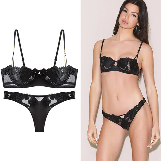 Victoria Palace Sexy Bra Ultra-Thin Rose Embroidered Lace Push-up Bra Large Breasts Show Small Large Size Sexy Underwear Set White S