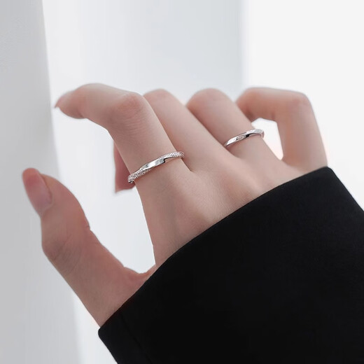 Mondele Fashion Ring Möbius Ring S999 Silver Light Luxury Index Finger Ring Open Ring Niche Design Ring 999 Silver Möbius Ring Nail Sand Style
