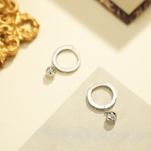 Zokai PT950 platinum earrings, round earrings, simple and versatile Chinese Valentine's Day gift E01981
