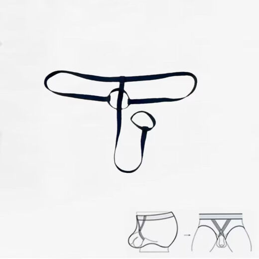 Men's underwear rubber sex Narrow strap thong men's perspective loop double ring T-pants elastic ring rubber underwear S[1 line]