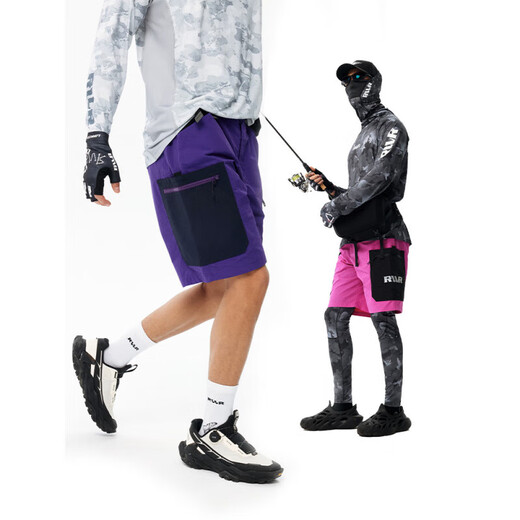 RVVR large pocket cargo shorts outdoor sports lure summer water repellent thin loose fishing pants obsidian black XL