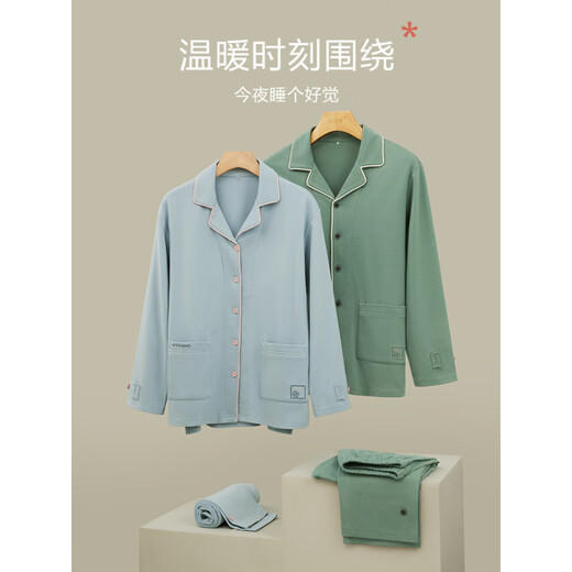 恒源祥情侣睡衣女秋冬新款家居服男士可外穿长袖长裤套装 16851简约灰-男士 2XL