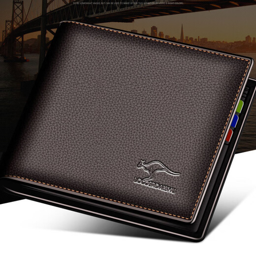Kangaroo leather texture wallet men's wallet men's wallet short wallet can hold driver's license card holder driver's license bag atmospheric black genuine leather texture