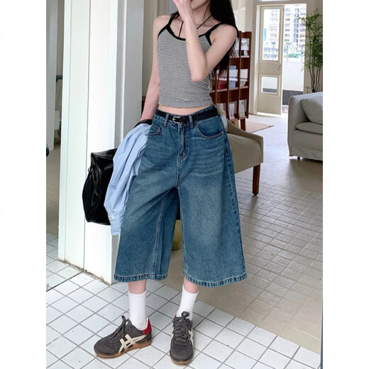 Ynwwgw Sweet and Cool Retro Denim Mid-Trrouders hauts taille pantalon recadré 6189 s [Jin recommandé 80-95 [Jin est égal à 0,5 kg]]]