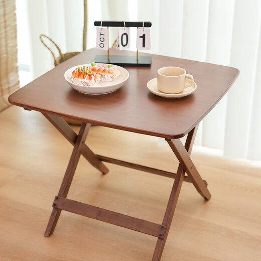 Dulu Wanshun folding table household small apartment bamboo dining table balcony tea table small square table outdoor portable table and chairs