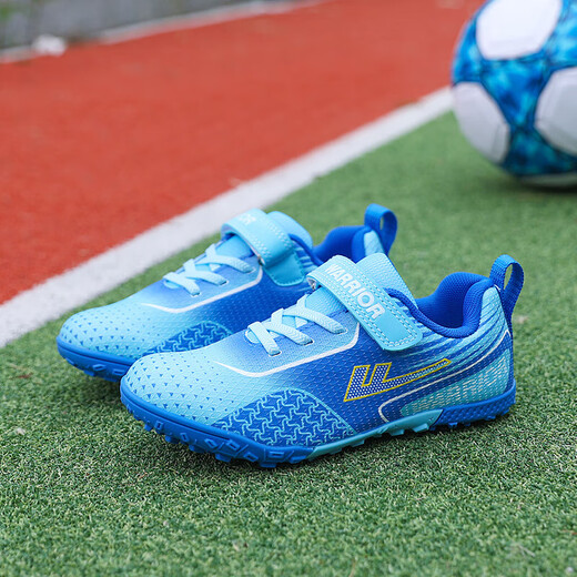 Chaussures de football pour enfants guerriers pour garçons et filles, chaussures d'entraînement spéciales à ongles pour les élèves des écoles primaires et secondaires WZ-B578T bleu clair bleu 33