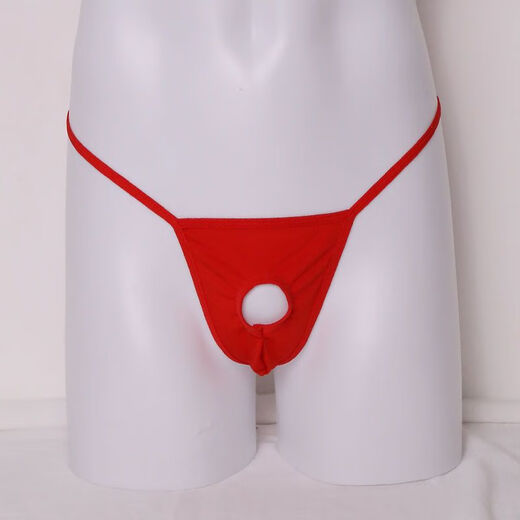 Renduo men's sexy underwear, sexy thong with JJ penis exposed in the middle, no-take-off T-pants for gay men, black, one size fits all, 160Jin, Jin is equal to 0.5kg, within