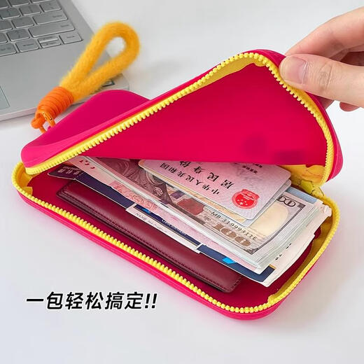 三栖虎护照夹钱包卡包一体旅行随身便携登机牌拉链出国证件 ins玫红色-证件护照收纳包