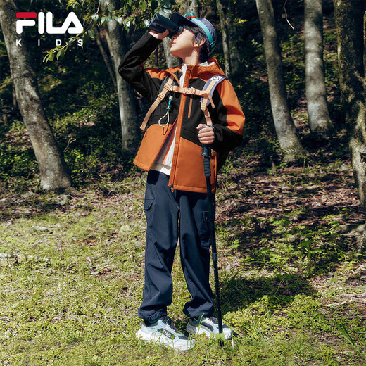 Fila [FIHU-Technologie] Fila Children's Charge Jacke 2025 Herbstjungen und Mädchen im Freien im Freien Triple-Defense-Jacke