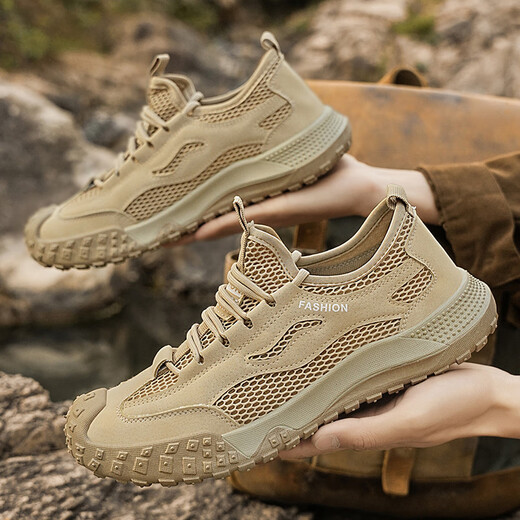 
Changxiang Huili men's shoes summer 2025 new shoes men's mesh breathable labor protection shoes work site work anti-slip hiking shoes men's khaki 40