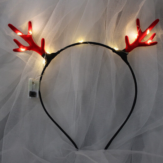 Colorful lights, luminous deer antlers headband, Internet celebrity elk headband, flashing headband, night market toys, street stalls, forest fairy photos, hairpins, dress up accessories, luminous antlers-red warm lamp