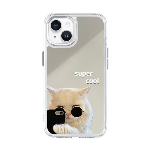 解颜面膜小狗iPhone16Promax镜面手机壳15苹果13防摔14闺蜜款补妆镜12 银镜框镜子【JM1478微笑柴犬】内气囊防尘网金属 苹果12