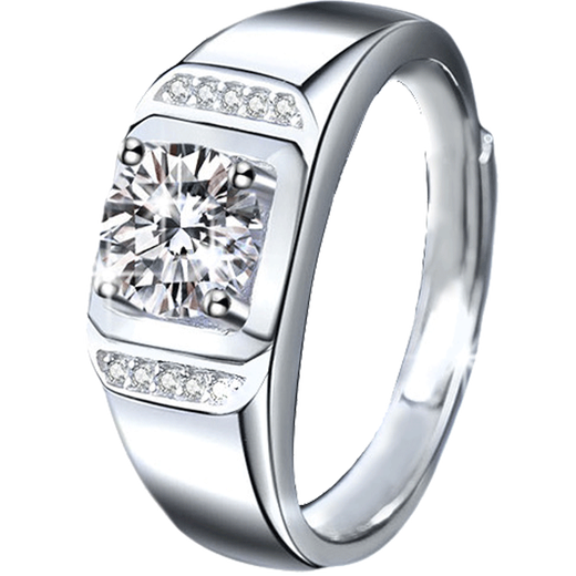 EothPT950 Platinum One Carat Moissanite Diamond Ring Men's Platinum Ring Valentine's Day Birthday Gift for Boyfriend PT950 Platinum Men's Moissanite Ring + Certificate