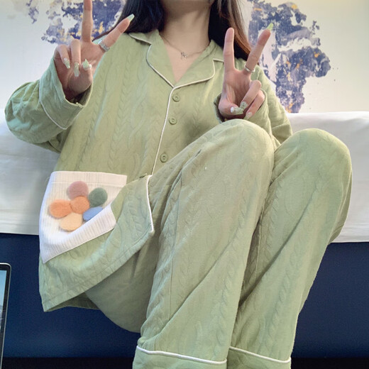樵廿睡衣女士春秋季长袖长裤夏天2025年新款甜美可爱秋冬款家居服套装 3882 2XL :【135-160斤】