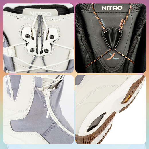 NITRO Snowboarding Shoes 2526 Snow Season FATE All-region All-purpose Skiing Shoes Snowshoes for Carving and Sliding on Snowboards Gray White (Hot-Selling Recommendation Fashionable and Versatile) 39 (Inner Length 255mm)