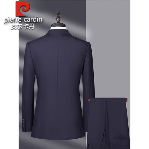 Pierre Cardin 100% pure wool suit suit for middle-aged men, high-end business formal wear, groom and wedding suit two-piece black 100% wool #1002 style without slit M 170/46 Recommended 100-130 Jin Jin equals 0.5 kg