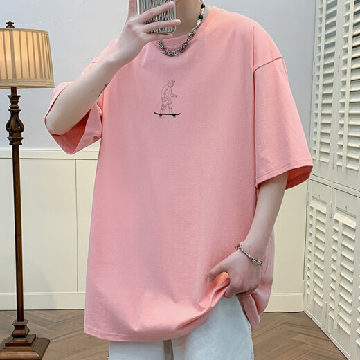 Dingluyu loose men's short-sleeved heavy T-shirt for men's summer Hong Kong style top cool and breathable teenager five-point half-sleeved men's t 3899 gray M (about 120-140 Jin [Jin equals 0.5 kg] can be worn)